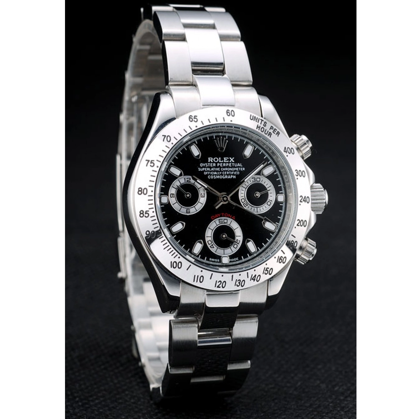 Aaa fake watches Black Dial Tachymeter Rolex Lady Daytona Case Steel Stainless 0527
